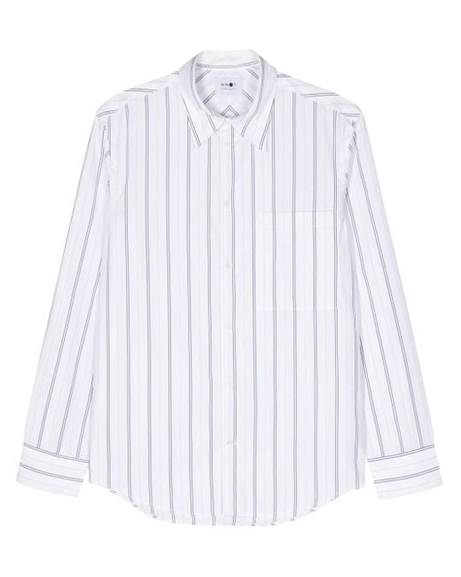 NN07 White Max Striped Poplin Shirt for men