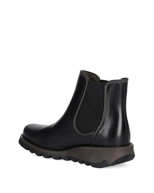 Fly London Black Stiefel Mit Elastischem Einsatz