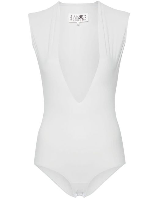 MM6 by Maison Martin Margiela White Stretch-design Bodysuit