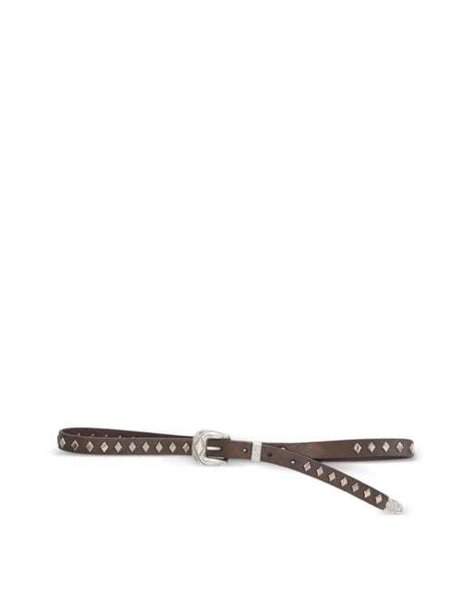 RRL White Studded Leather Belt