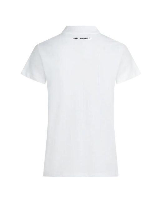 Karl Lagerfeld White Ikon Pique Polo Top