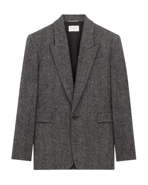Saint Laurent Gray Herringbone Wool Jacket for men