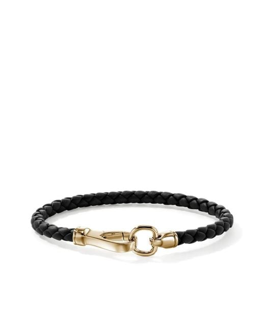 John Hardy 14Kt Geelgouden En Leren Armband in het White voor heren