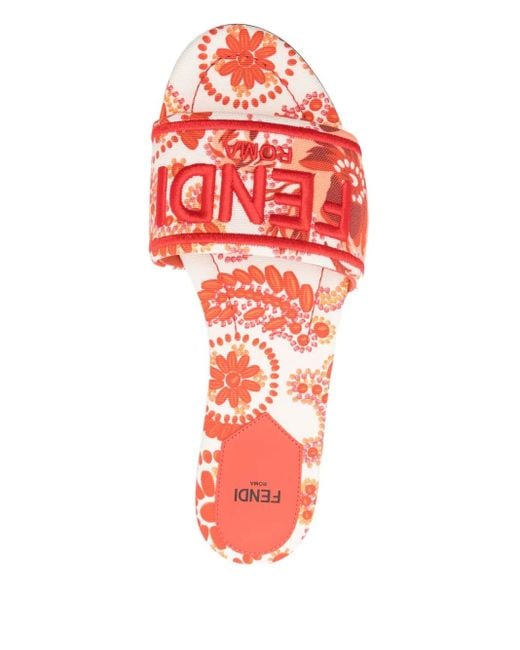 Fendi Pink Logo-Embroidered Slides
