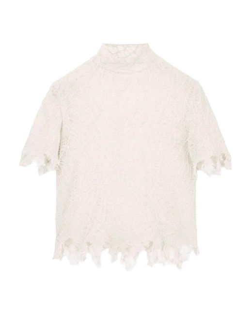 Alexander McQueen White Silk Lace Top