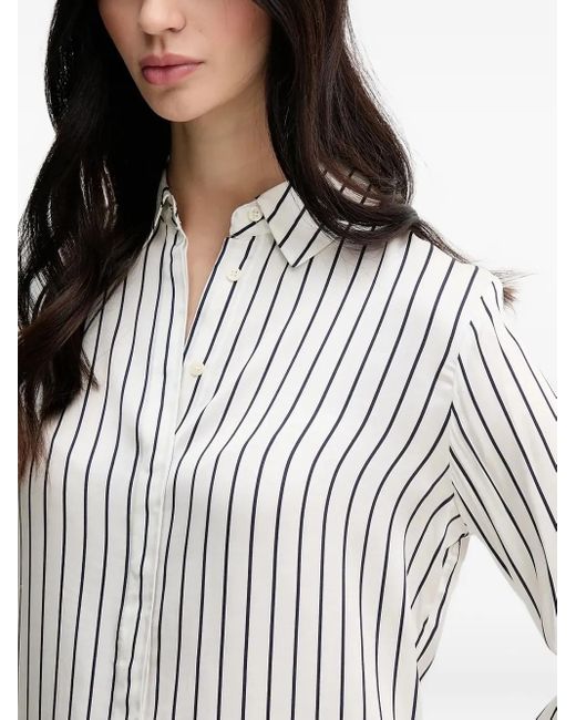 Pedro Del Hierro Madrid White Stripe-Pattern Shirt