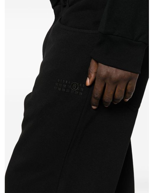MM6 by Maison Martin Margiela Black Logo-embroidered Cotton Wide-leg Trousers for men