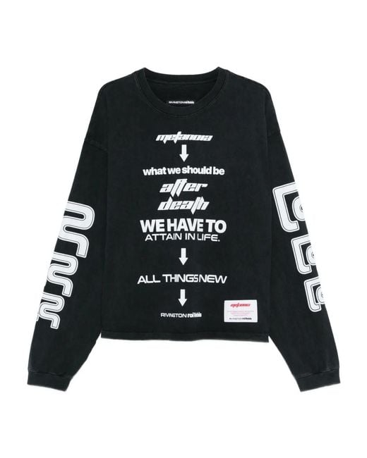 RIVINGTON roi Rebis Black Long Sleeve Graphic T-Shirt for men