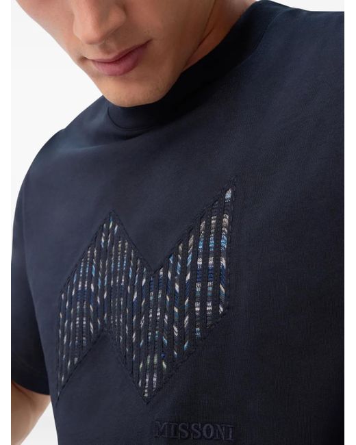 Missoni Blue Embroidered-Detail T-Shirt for men