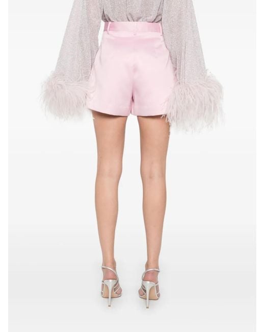 ROTATE BIRGER CHRISTENSEN Pink Satin High-Waisted Shorts