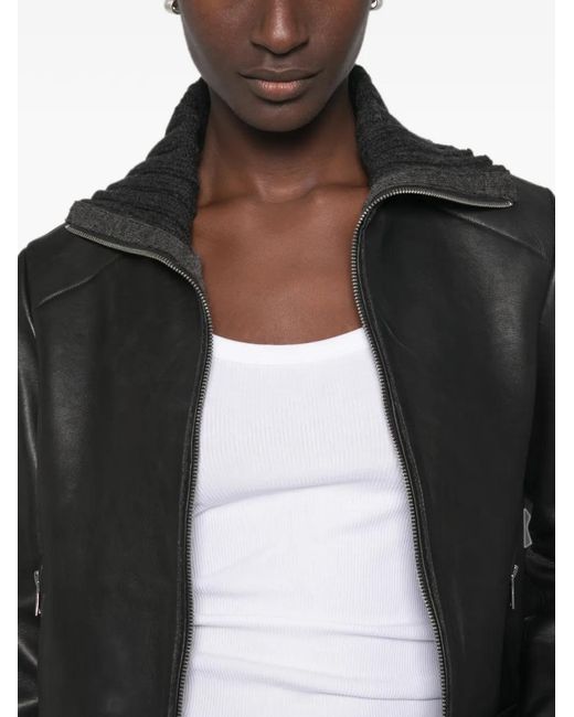 The Jackie Leathers Black Veste En Cuir À Fermeture Zippée