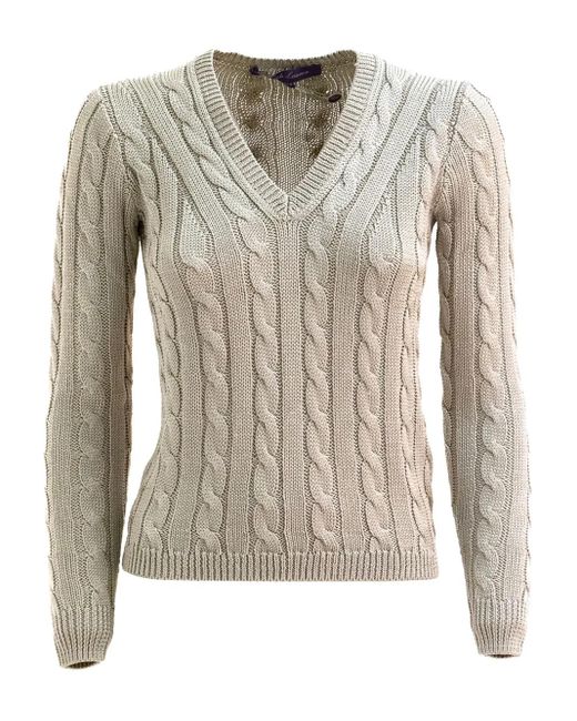 Maglione Con Scollo A V di Polo Ralph Lauren in Brown