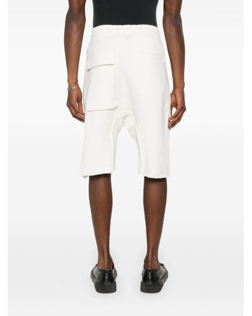 Thom Krom White Drop-crotch Cotton Track Shorts for men