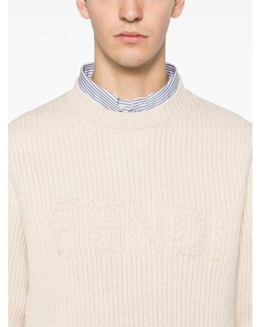 Fendi Natural Logo-Embroidered Sweater for men