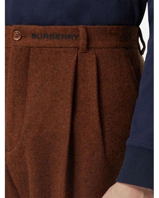 Burberry Brown Pleated Wide-Leg Trousers for men