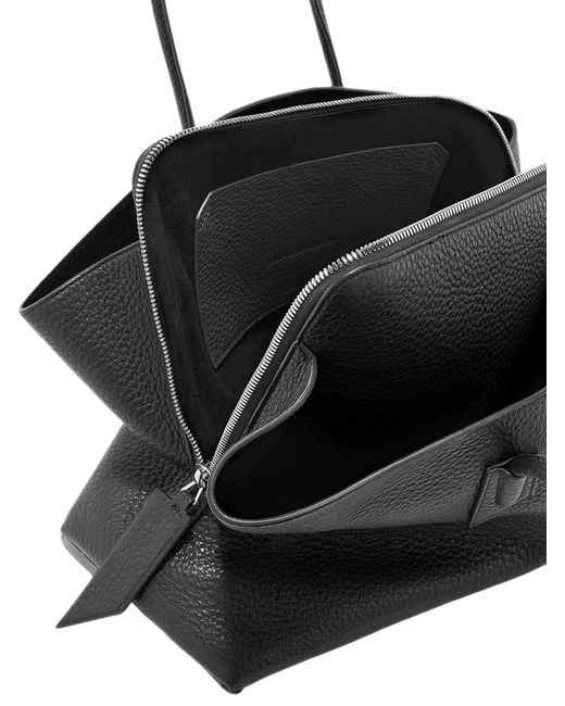 The Attico Black Medium La Passeggiata Pebbled Leather Shoulder Bag