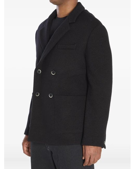 Barena Black Double-Breasted Peacoat for men