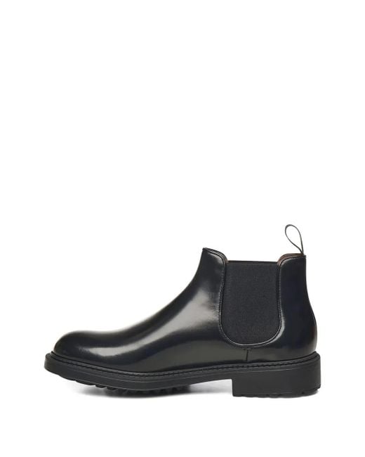 Doucal's Black Elastic-Band Leather Boots for men