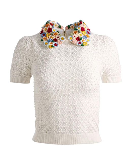 Maglione A Fiori di Alice + Olivia in White