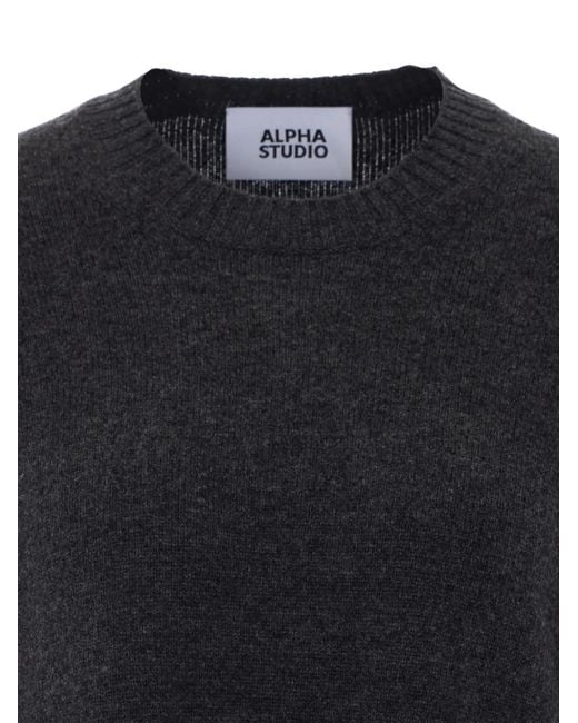 Alpha Studio Blue Crew-Neck Long-Sleeve Sweater