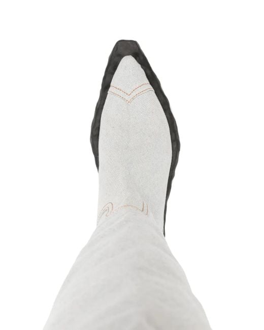 CAMPERLAB White Venga Denim Knee-High Boots
