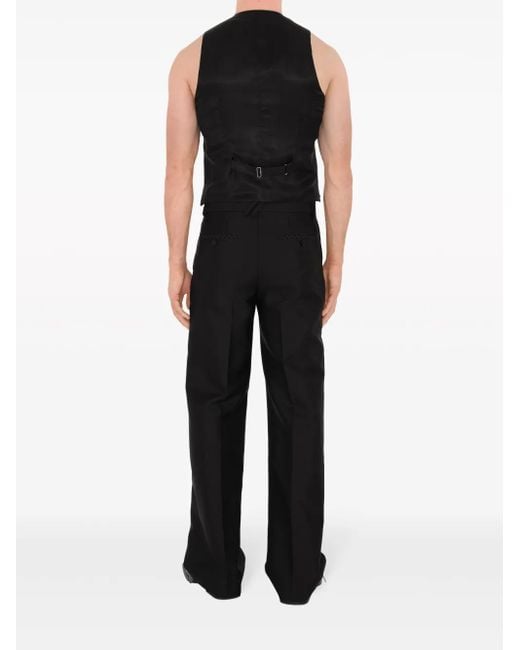Burberry Black Wool-Silk Blend Waistcoat for men