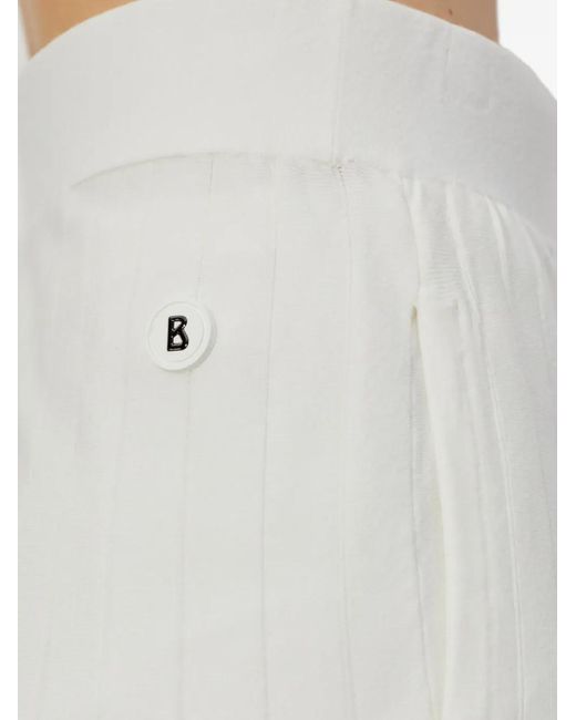 Bogner White Myra Pleated Striped Skirt