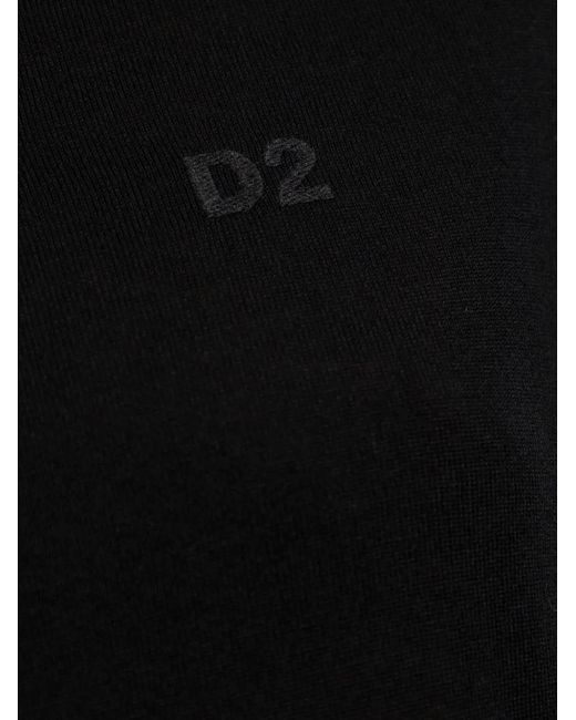 DSquared² Black Logo-Embroidered Short-Sleeve Knit Top