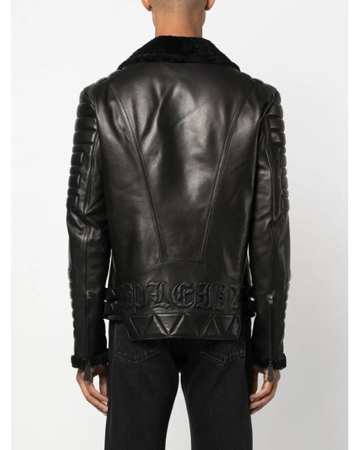 Philipp Plein Leren Jack in het Black voor heren