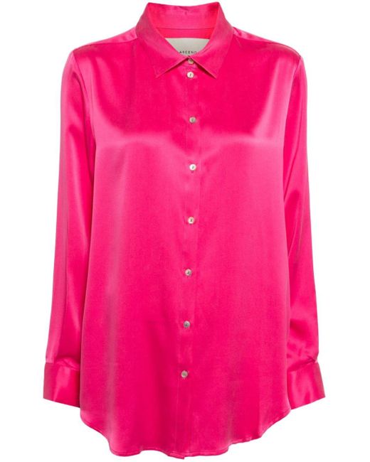 Chemise en soie à manches longues Asceno en coloris Pink