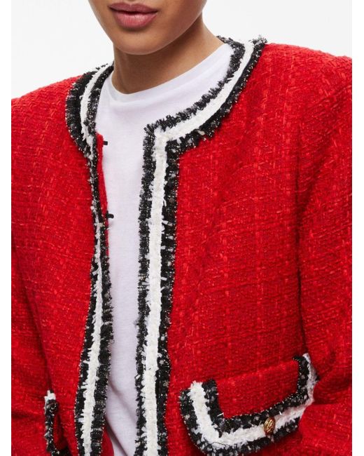 Alice + Olivia Red Landon Cropped Tweed Jacket