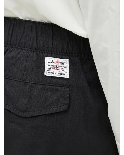 Thisisneverthat Black Logo-Patch Cargo Pants for men
