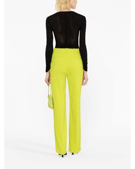 Pinko High-waisted Wide-leg Trousers in het Yellow
