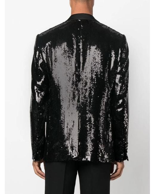 Philipp Plein Black Sequin Single-Breasted Blazer for men