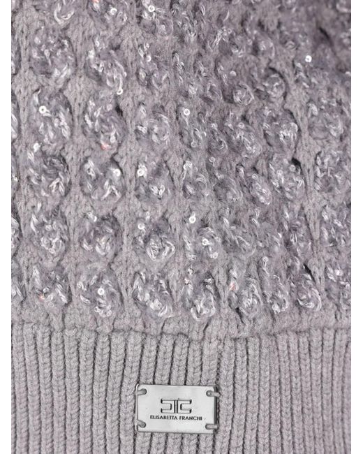Jersey con lentejuelas y cuello alto Elisabetta Franchi de color Gray