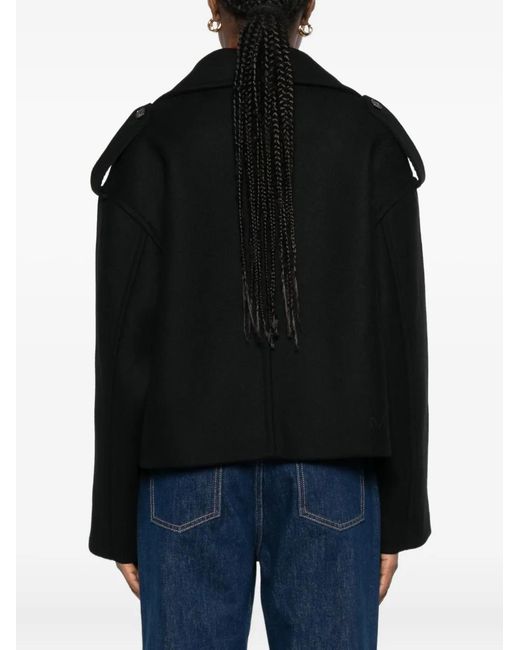 Maison Kitsuné Black Cropped Peacoat