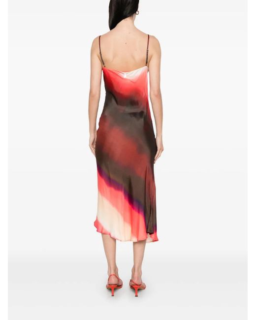 Patrizia Pepe Red Gradient-Print Midi Dress
