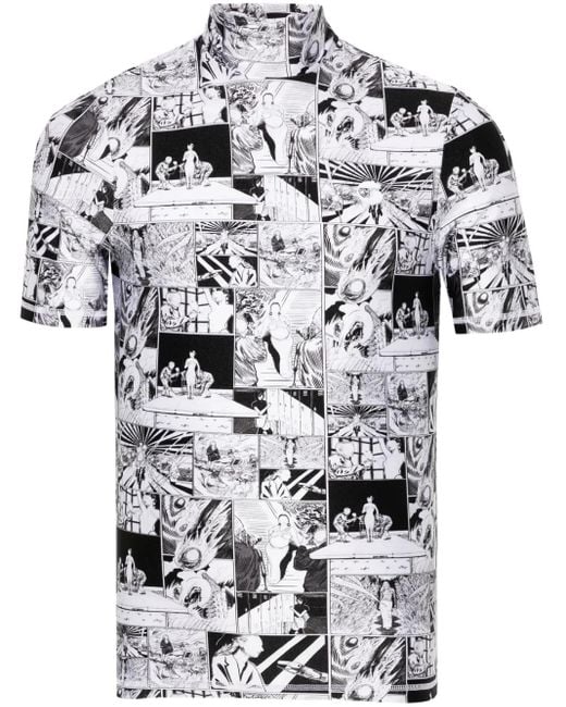 Coperni White Funnel-Neck Cartoon-Print T-Shirt for men