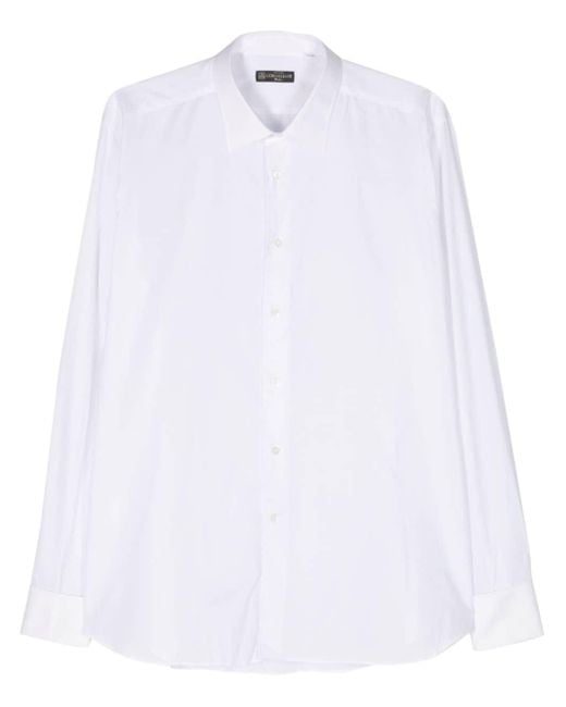 Corneliani Semi-doorzichtig Katoenen Overhemd in het White voor heren