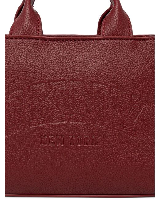 DKNY Red Mini Handle Logo-Debossed Tote Bag