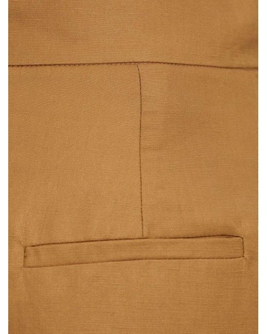 Max Mara Brown Concealed-fastening Linen-blend Trousers