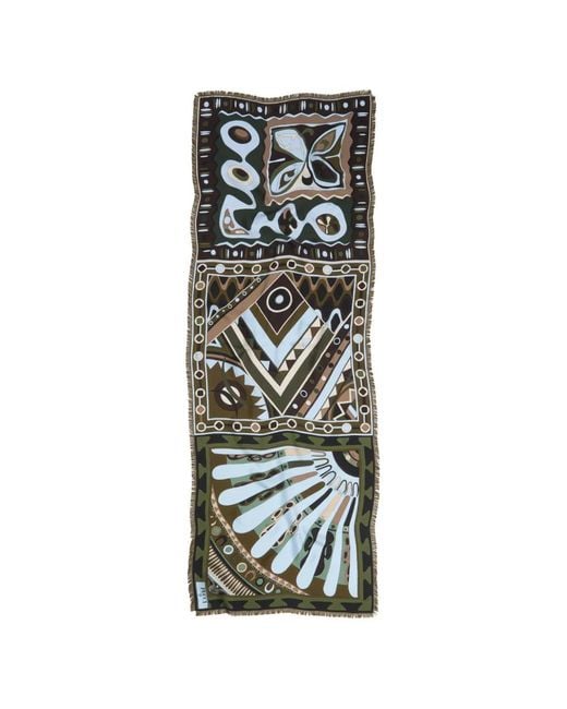 Emilio Pucci White Mixed-Print Silk Stole