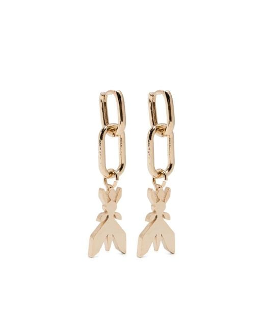 Patrizia Pepe Double Chain Oorringen Met Hanger in het Metallic