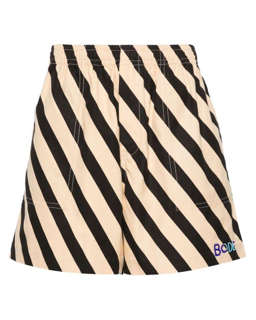 Bode Natural Domino Striped Bermuda Shorts for men