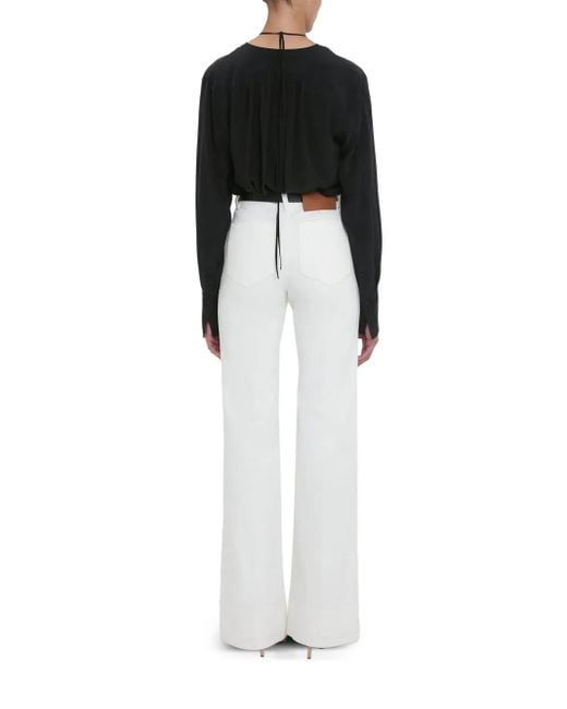 Victoria Beckham Black Gathered-Detail Blouse