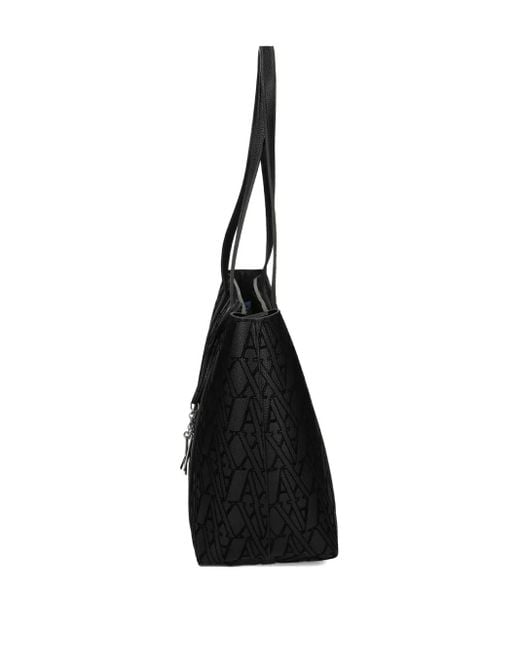 ARMANI EXCHANGE Black Monogram-Pattern Tote Bag