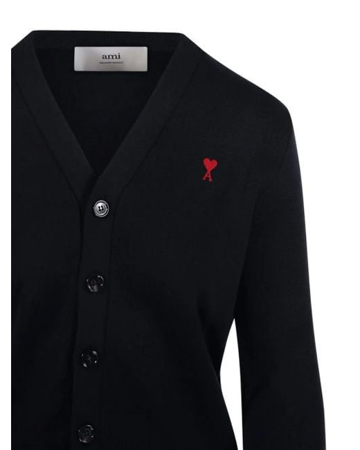 AMI Blue Ami De Coeur Wool Cardigan