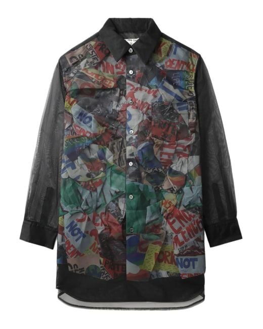 Comme des Garçons Gray Hemd Mit Semi-Transparentem Einsatz