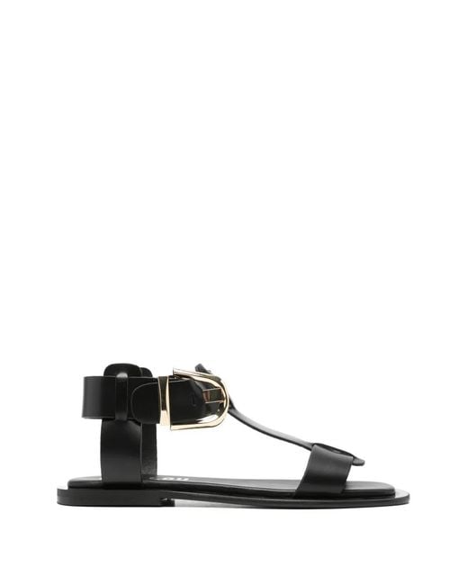 Bibi Lou White Buckle Leather Sandals