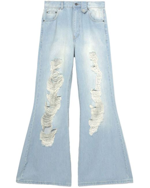 Egonlab Blue Atomic Destroyed Wide-leg Jeans